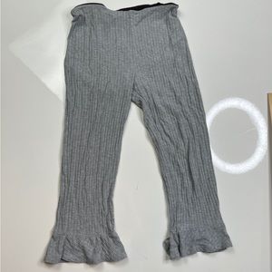Zara Pants Womens S Grey Ruffle Frill Hem Straight Leg Cropped Trousers A!0323